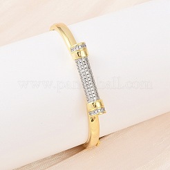 Brass Micro Pave Clear Cubic Zirconia Bangles for Women&nbsp;BJEW-D368-01G
