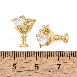 Brass Micro Pave Clear Cubic Zirconia Charms&nbsp;KK-P339-26G