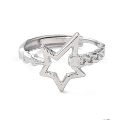 Non-Tarnish 304 Stainless Steel Hollow Star Adjustable Rings&nbsp;RJEW-D006-23P