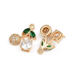 Brass Micro Pave Cubic Zirconia Pendants&nbsp;KK-C115-03A-02G
