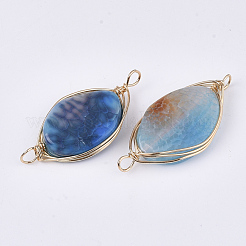 Natural Agate Wire Wrapped Links connectors&nbsp;G-S344-104B