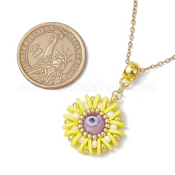 Glass Seed Beads & Polymer Clay & Evil Eye Lampwork Pendant Necklaces&nbsp;NJEW-MZ00101-01