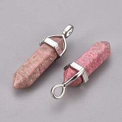 Natural Rhodonite Double Terminated Pointed Pendants&nbsp;G-J261-B04