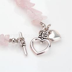 Chip Natural Rose Quartz Beaded Bracelets&nbsp;BJEW-JB02322-01