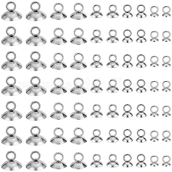 150Pcs 5 Styles 201 Stainless Steel Bead Cap Pendant Bails&nbsp;STAS-PA0001-05