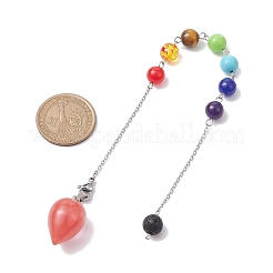 Chakra Synthetic & Natural Mixed Gemstone Pointed Dowsing Pendulums&nbsp;PALLOY-JF02608-01
