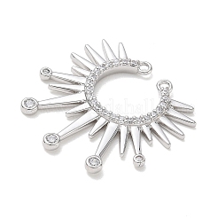 Brass Micro Pave Clear Cubic Zirconia Connector Charms&nbsp;CU-CBAEC29-01P