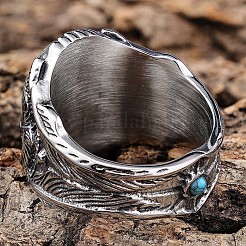 304 Stainless Steel and Synthetic Turquoise Finger Rings for Men&nbsp;FS-WGEFF67-12
