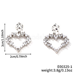 French Romantic Style Fashion Brass Rhinestone Hollow Heart Stud Earrings&nbsp;EE4680-1