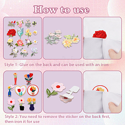 2Sets 2 Styles Flower Computerized Embroidery Cloth Iron on/Sew on Patches&nbsp;DIY-GA0007-58