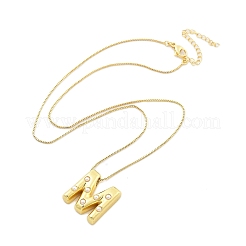 Brass & Plastic Pearl Letter Pendant Box Chain Necklaces for Women&nbsp;NJEW-U017-01G-13