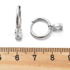 304 Stainless Steel Micro Pave Cubic Zirconia Hoop Earrings&nbsp;STAS-R004-07P-02