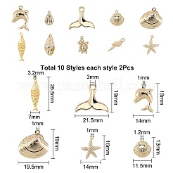 Ocean Theme Brass Pendants&nbsp;KK-SC0001-54G