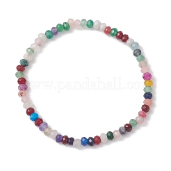 Dyed Natural Malaysia Jade Rondelle Beads Stretch Bracelets for Women&nbsp;BJEW-JB13041