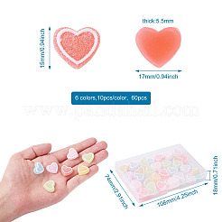 60Pcs 6 Colors Resin Cabochons Accessories&nbsp;RESI-YS0001-03