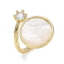 Brass Micro Pave Clear Cubic Zirconia Cuff Open Rings&nbsp;KK-CBA56EF-41A-G