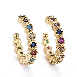 Brass Micro Pave Cubic Zirconia Cuff Earrings&nbsp;X-ZIRC-H109-06G
