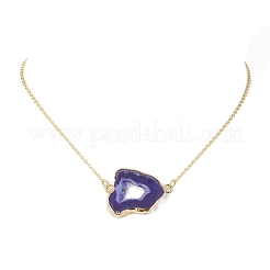 Electroplate Natural Druzy Geode Agate Pendant Necklaces for Women&nbsp;NJEW-JN04730