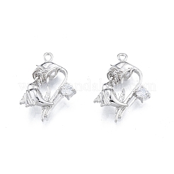 Brass Micro Pave Clear Cubic Zirconia Pendants&nbsp;KK-G432-12P