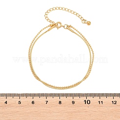 304 Stainless Steel Ball Chain & Snake Chain Double Layers Bracelets for Women&nbsp;BJEW-D460-06G