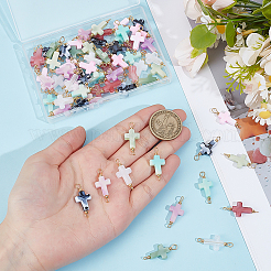 70Pcs 7 Colors Two Tone Cross Acrylic Connector Charms&nbsp;PALLOY-PH01847