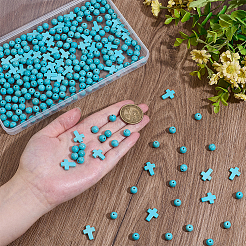 280Pcs 2 Styles Dyed Synthetic Turquoise Beads&nbsp;G-PH0003-25A