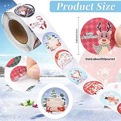 3 Rolls 3 Styles Christmas Round Dot Self Adhesive Paper Stickers Roll&nbsp;DIY-FS0010-32B