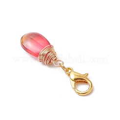 Wire Wrapped Glass Teardrop Pendant Decorations&nbsp;HJEW-JM02974-02