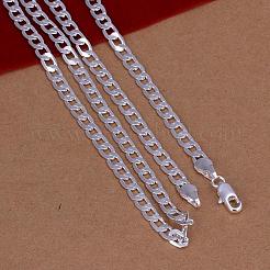 Popular Silver Color Plated Brass Curb Chain Necklaces For Men&nbsp;NJEW-BB12724-28