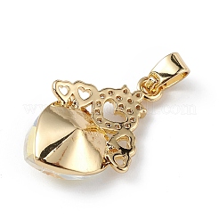 Real 18K Gold Plated Rack Plating Brass Micro Pave Clear Cubic Zirconia Pendants&nbsp;KK-C015-30G-08