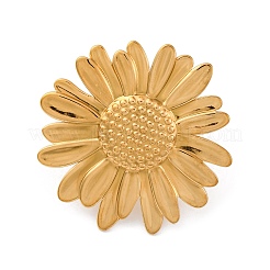 Ion Plating(IP) 304 Stainless Steel Flower Open Cuff Rings&nbsp;RJEW-M047-11G