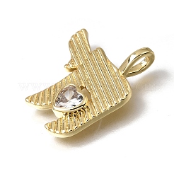 Brass Micro Pave Clear Cubic Zirconia Pendants&nbsp;KK-C262-65G