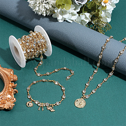 4 Yards Alloy Rhinestone Link Chains&nbsp;LCHA-PH0001-02G