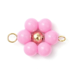 Acrylic Round Beaded Flower Connector Charms&nbsp;PALLOY-JF03846-01