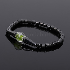 Synthetic Hematite Column & Cone Beaded Stretch Adjustable Magnetic Therapy Anklets with Luminous Beads&nbsp;FS-WGCFE2C-01