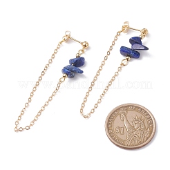 Natural Lapis Lazuli Chip Beads Dangle Stud Earrings for Women&nbsp;X1-EJEW-TA00028-05