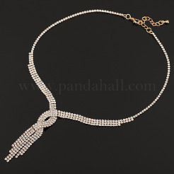 Alloy Full Crystal Rhinestone Twisted Tassel Necklaces for Women&nbsp;FS-WG90C07-01