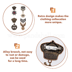 4Pcs 4 Style Eagle & Star & Crown & Cross Dangle Charms Zinc Alloy Badges&nbsp;JEWB-FH0001-15