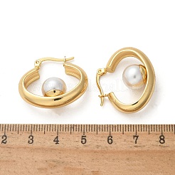 304 Stainless Steel & ABS Plastic Imitation Pearl Huggie Hoop Earrings&nbsp;EJEW-S253-24G