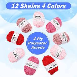 12 Skeins 4 Colors 4-Ply 59.7%Polyester & 40.3%Acrylic Fiber Yarn for Tufting Gun Rugs&nbsp;OCOR-FS0001-07A