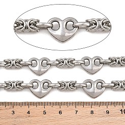 304 Stainless Steel Byzantine Chains & Heart Link Chain&nbsp;SA-CBA23D8-08P