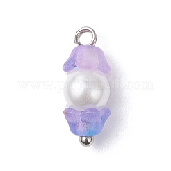 Baking Paint Pearlized Glass Imitation Pearl Pendants&nbsp;PALLOY-JF04300-01