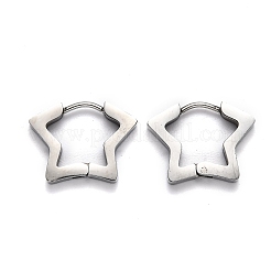 Tarnish Resistant 304 Stainless Steel Star Huggie Hoop Earrings&nbsp;STAS-J033-07P