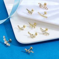9Pcs Stainless Steel Pave Clear Cubic Zirconia Cartilage Earring Sets&nbsp;EJEW-PH0001-54