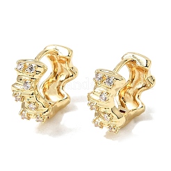 Brass Micro Pave Clear Cubic Zirconia Hoop Earrings for Women&nbsp;KK-CBA9109-01G