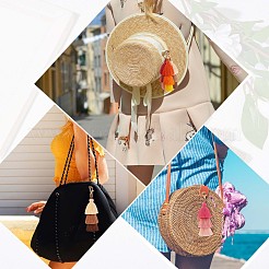3Pcs Colorful Tassel Keychain Handmade Boho Keychain Personalized Bag Charm Tassel Keychain for Women&nbsp;JX282A