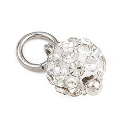 Round Handmade Polymer Clay Rhinestone Charms&nbsp;PALLOY-JF04456