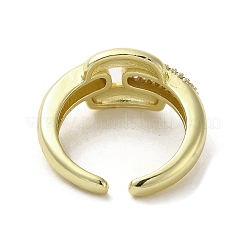 Rack Plating Brass with Clear Cubic Zirconia Cuff Rings&nbsp;LS-RJEW-G308-01C-G