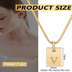 1Pc Stainless Steel Letter Rectangle Pendant Necklaces&nbsp;NJEW-LP0001-34V-G