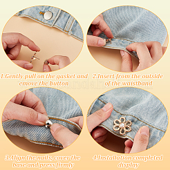 24Pcs 6 Colors Flower Shape Plastic Bead with Zinc Alloy Adjustable Jean Button Pins&nbsp;FIND-GO0002-80